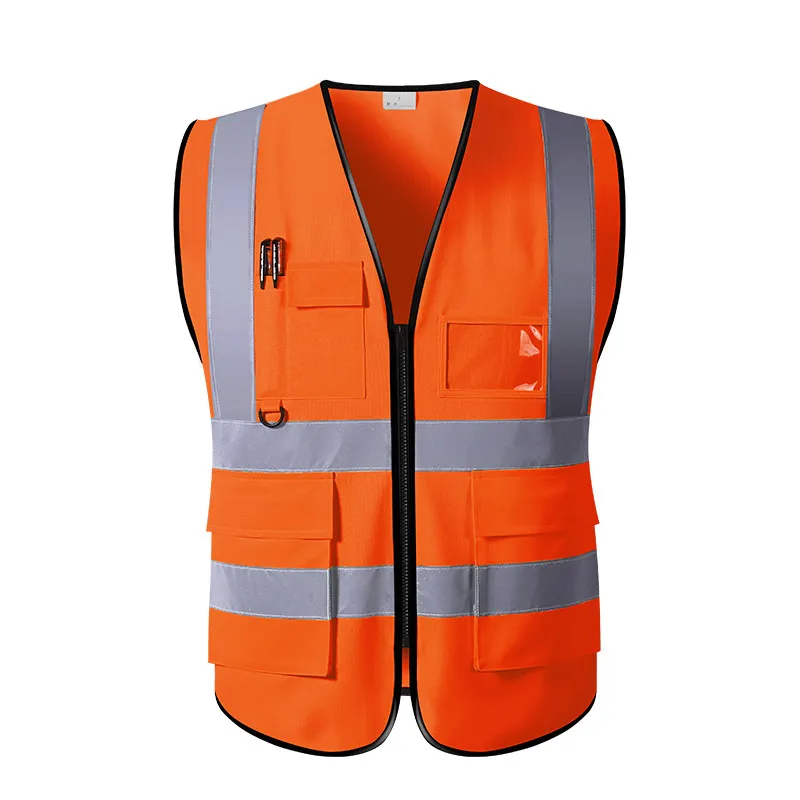 

High Reflective Vest Zipper Front Car Reflective Clothing Safety Vest Workwear Visibility Jacket Outdoor Running Cycling Sports