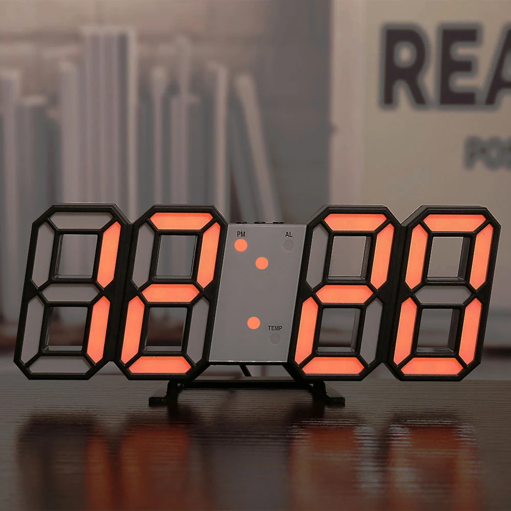 Colorful LED Desktop Clock with Dual-Time Display (Black Finish)