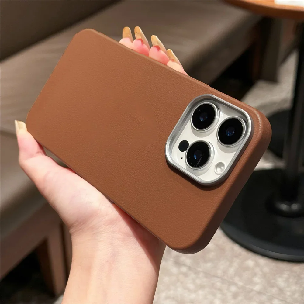 Matte Litchi Texture Leather Soft Shockproof Silicone Case