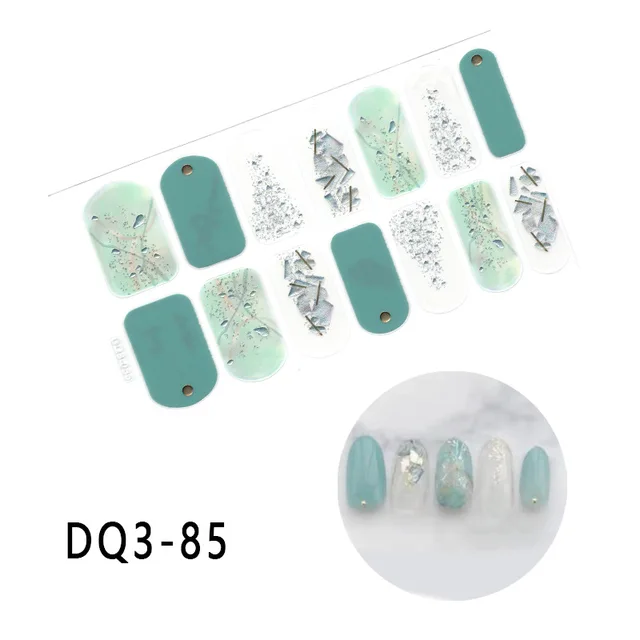 Korean Fashion Colorful 3D Glitter Sequins Nail Art Stickers Manicure DIY Nail Strips Wraps Solid Color DQ3-085