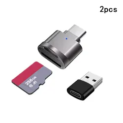 Universal USB C & USB A Portable OTG Card Reader - Metal Adapter for Smartphones, Cameras & Laptops (2Pcs)