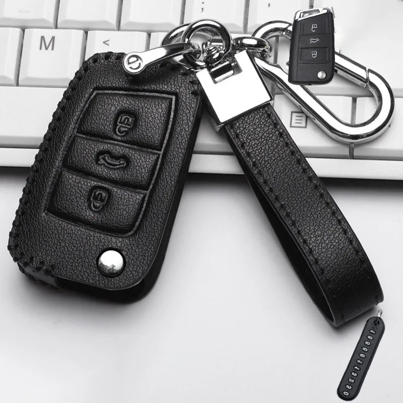 

PU Leather Car Key Case Cover For VW Volkswagen Golf 7 MK7 Tiguan SEAT Ateca Leon FR 2 Ibiza Skoda Superb Octavia A7 Passat B8