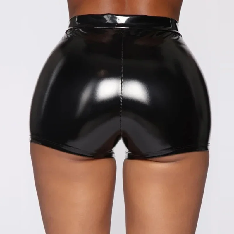Sexy Nightclub Wear Hot Pants Shorts for Women Clothing Pu Leather High Waist Biker Shorts Women's Sexy Slim Sports Short Pants