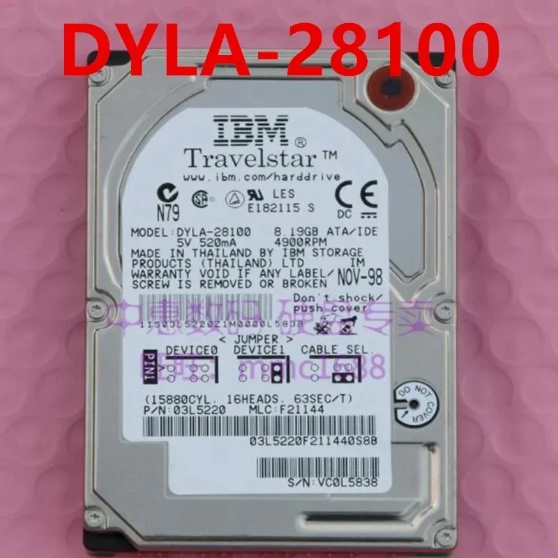 90%-95% 새 제품 IBM 5.1GB 8.19GB 2.1GB IDE 2.5인치 하드 드라이브 DADA-25120 DYLA-28100 DTNA-22110용 오리지널 HDD