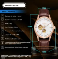 Montre automatique LONGLUX, style élégant, vente en gros, montres mécaniques squelette, cadran romain, étanche, montre homme, cadeau pour homme 5