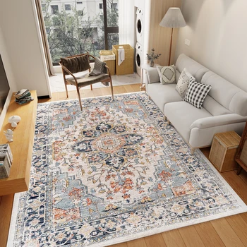 Orhopui vintage boho design, washable area rugs non-slip rugs for living room bedroom traditional woven rugs stain resistant 2