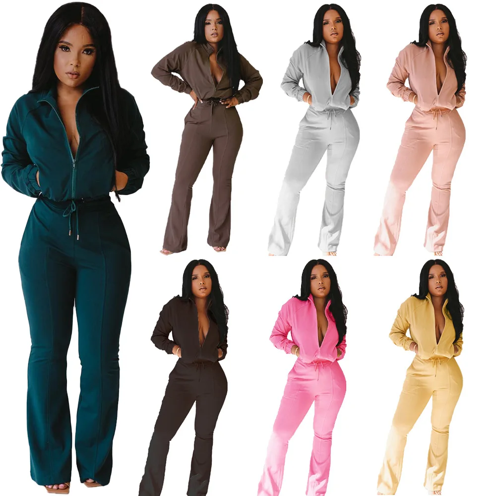 

African 2022 Autumn Women's Suit Casual Work T-shirt Sports Suit Straight Pants Temperament Elegant Commuter Two Piece Set