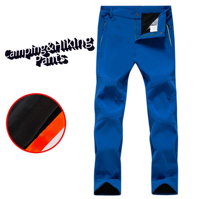 Warm Winter Men Soft Shell Pants Travel Plus Waterproof Outdoor Camping&Hiking Pants Thickening Windproof Skiing Trousers
