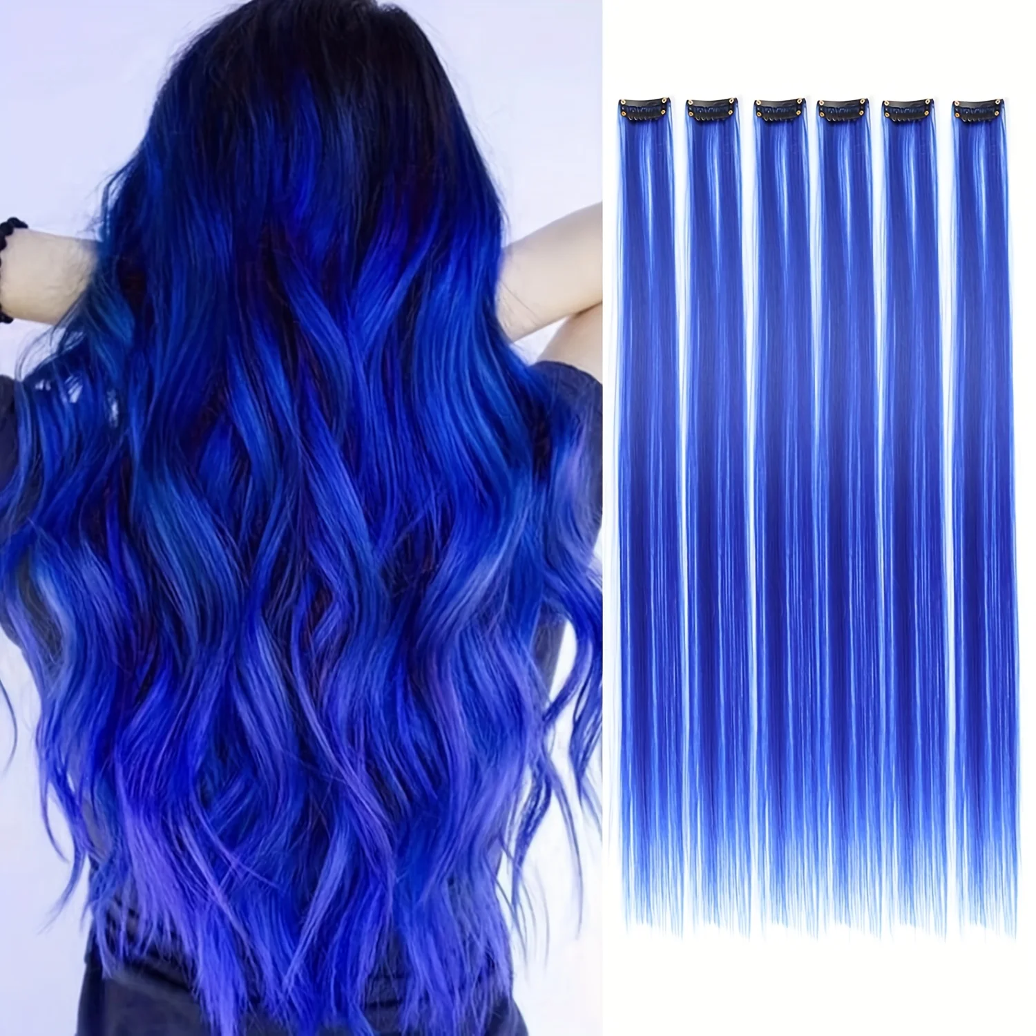 Vibrant Purple Synthetic Clip-In Hair Extensions - 24 Fashion Party Accessory Set
