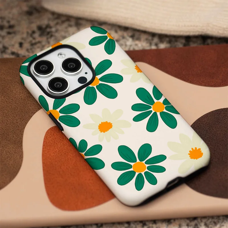 2-in-1 Cute Flower Phone Case with Film Shell