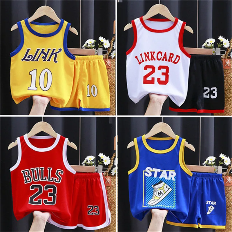 2022 New Summer Boys Tshirt Sports Basketball Clothes Suit Children's