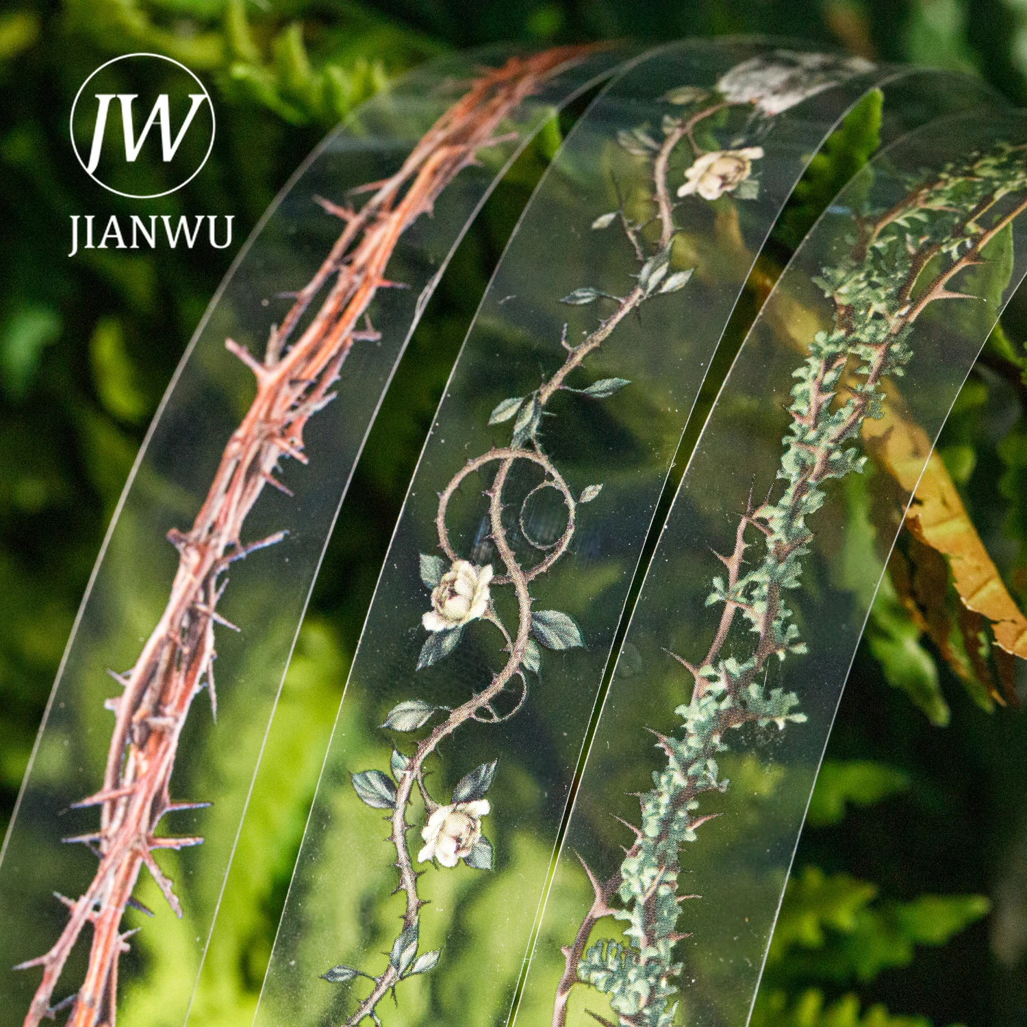 JIANWU 가시 시리즈 빈티지 식물 꽃 덩굴 풍경 소재 콜라주 스크랩북 PET 테이프 크리에이티브 DIY 저널 문구
