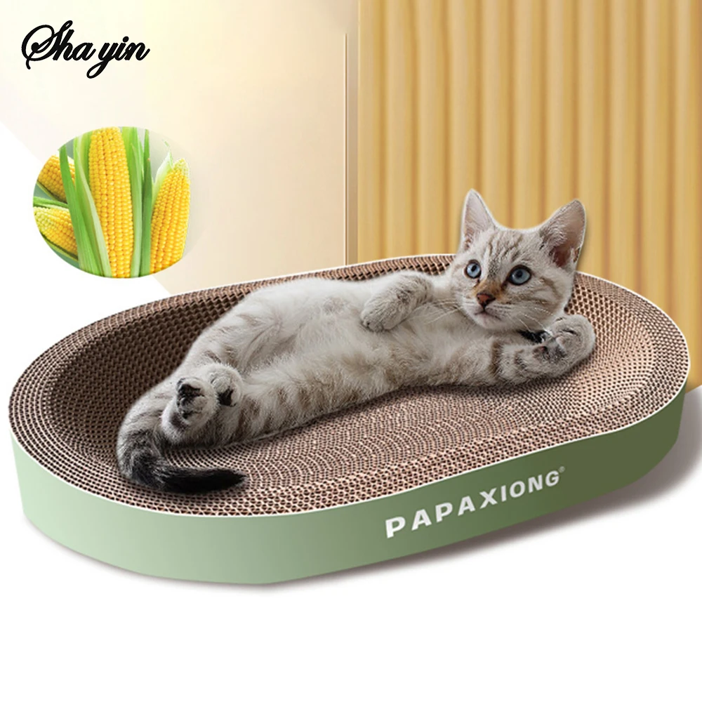 Random Color Cat Scrapers Toys Round Oval Cat Scratcher Bed Scratching post Thickening Durable Corn Glue Decal Cardboard