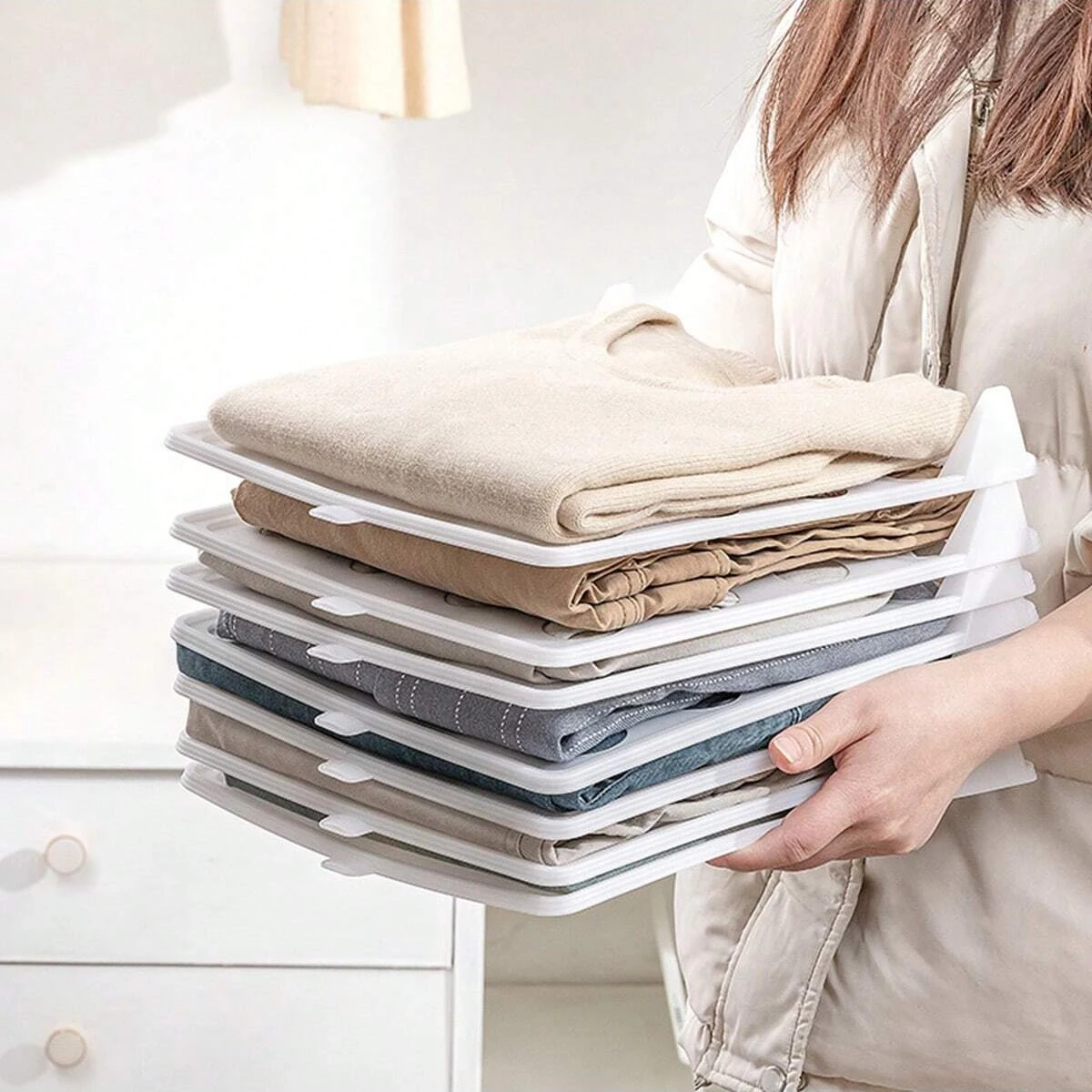 5pcs-Wardrobe Storage Dressbook Plastic Clothing Folding Board Rack Organizer