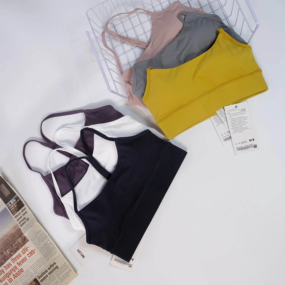 Yoga suit, Y-shaped beautiful back, women's sports quick drying underwear, nude double-sided brushed solid color bra, sports top 4