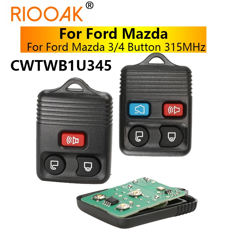 

CWTWB1U345 3/4 Buttons 315MHz Remote Car Key Transit Keyless Entry Fob For Ford Mazda Remote Control Clicker Transmitter