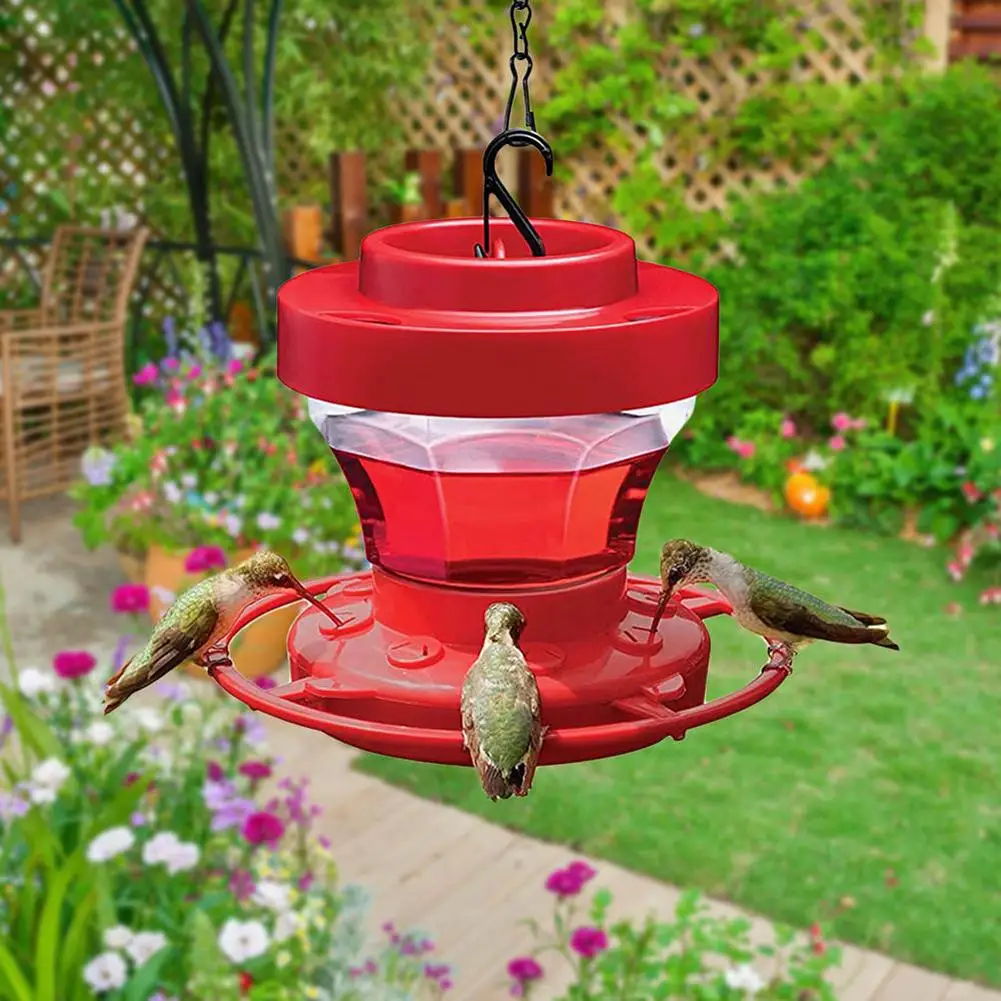 Detachable Humming Bird Feeder With 8 Feeding Ports Large Capacity Water Feeding Device With Hooks bird feeder hummingbird painted hanging garden wild bird drinking fountain hand blown glass hummingbirds water feeding device