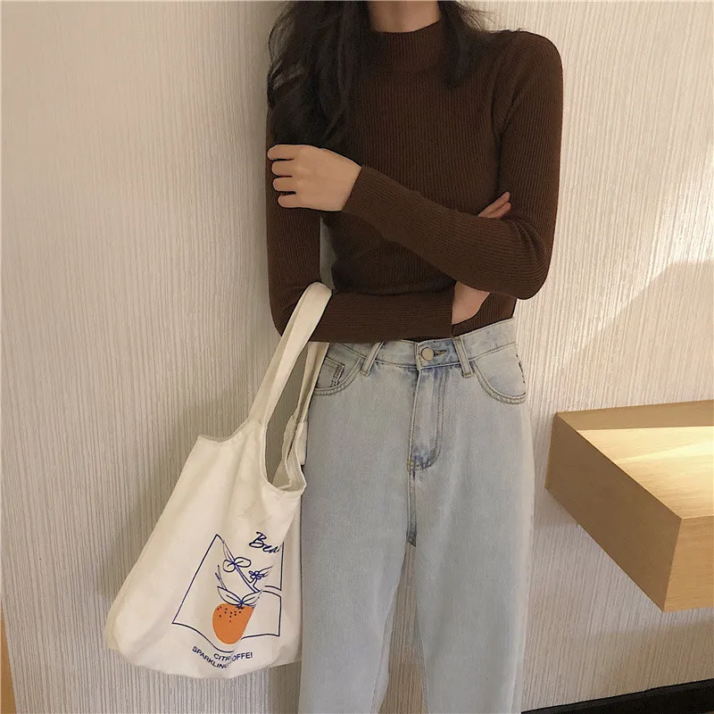 short sleeve cardigan Autumn Winter New Long Sleeve Pullover Sweater Solid Color Korean Version Half High Collar Slim Fit Knitted Bottomed Shirt Top blue sweater