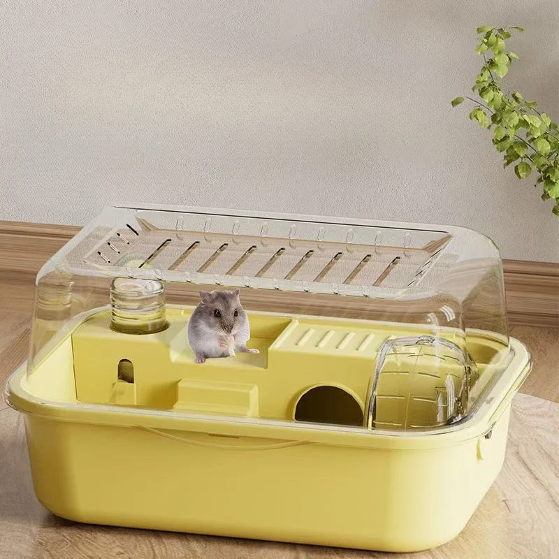Hamster Cage, Indoor Hamster Cage Castle, Acrylic Sunroof Open, Drinking Fountain Running Wheel Large Capacity Box
