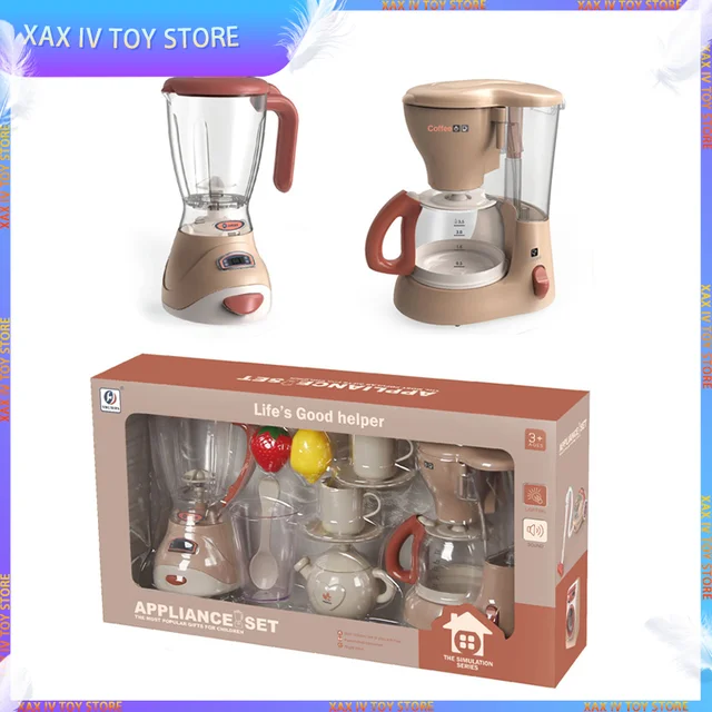 Juguetes para electrodomésticos de cocina, juego de accesorios de cocina  para niños, juguetes de cocina de simulación, cafetera, batidora, tostadora