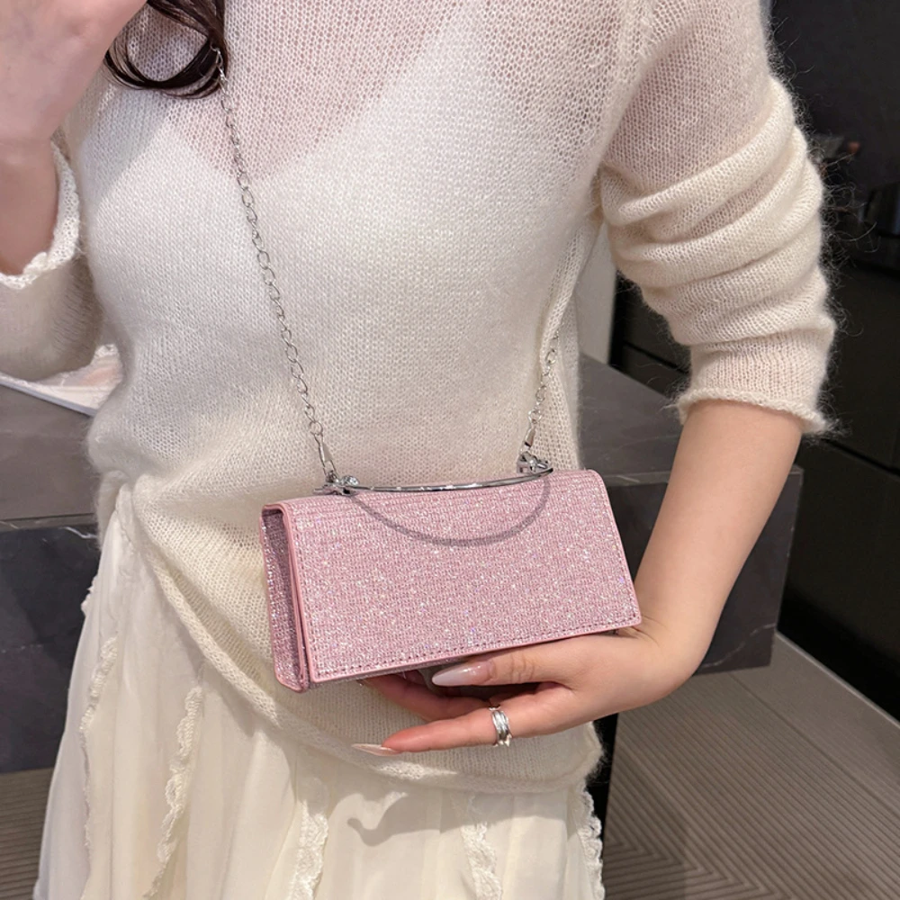 Fashion Elegant Clutch Bag Women Shiny Chain Shoulder Crossbody Bag Ladies Chic Cocktail Wedding Party Envelope Evening Bag