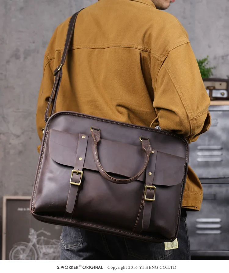 Business-Vintage-Aktentasche aus Rindsleder der ersten Schicht für Herren, große Aktentasche, lässige Designer-Handtasche aus echtem Leder, Computertasche, Messenger-Tasche – Detail 2