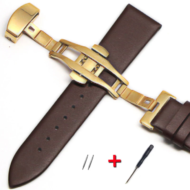 

Strap leather soft ultra-thinwaterproofcowhidewatchchainbutterfly buckle accessories for men and women substitute DW Longines CK