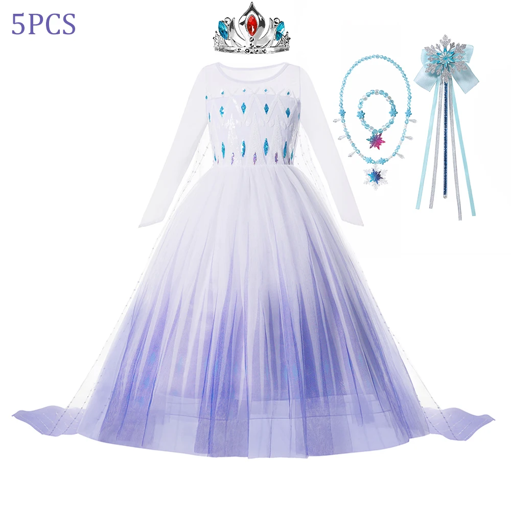 thumbnail image 1 of Disfraz de Frozen para niña, Reina de la nieve, princesa Elsa, Disney, fiesta de cumpleaños, vestidos de baile, vestido de fiesta de Halloween, 1 of 5