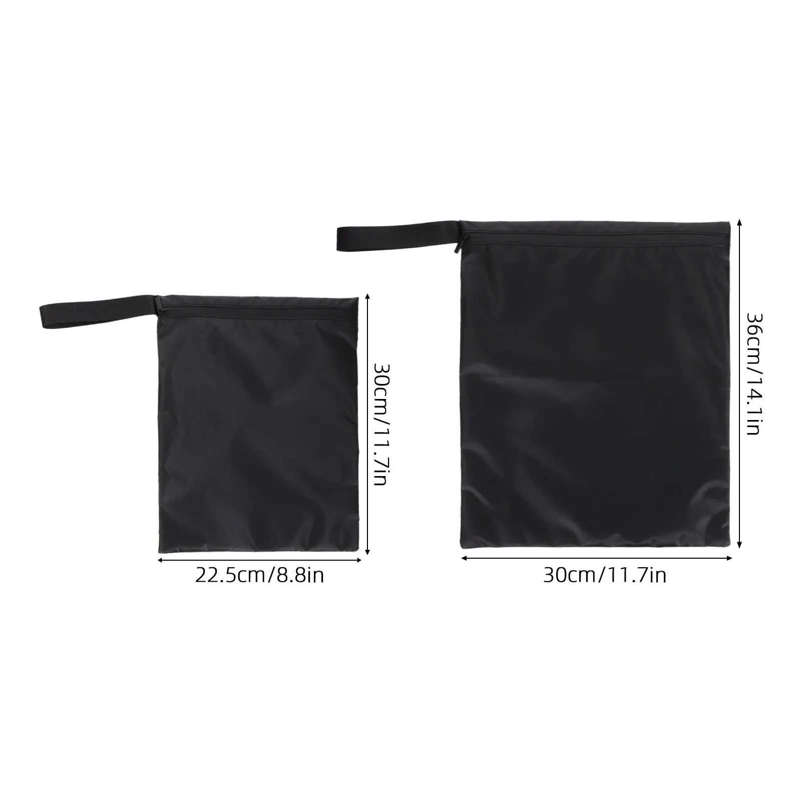 2Pcs 블랙 방수 습식 건식 가방 재사용 가능한 지퍼 파우치 수영복 해변 체육관 여행 천 기저귀 보관을위한 휴대용