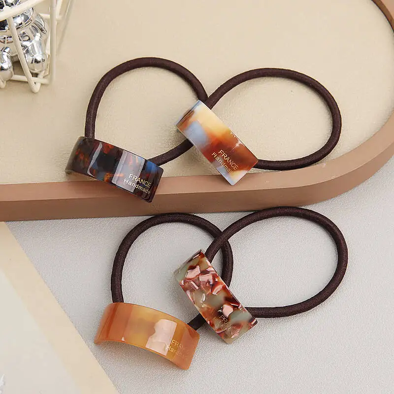 Koreanische Acetat Unregelmäßige Haar Krawatten Mode Elastische Haar Bands Scrunchies Stirnbänder Für Frauen Pferdeschwanz Krawatte Seile Haar Zubehör – Detail 9