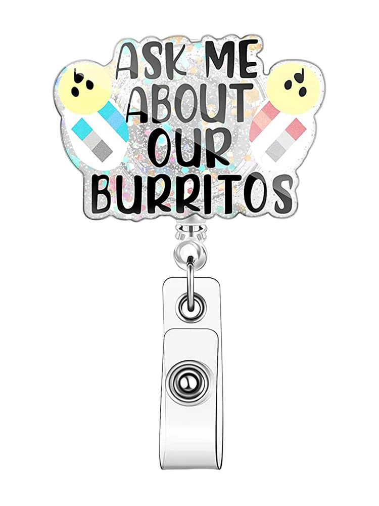 ID 클립으로 장식 분실 방지  배지 릴, 개폐식 회전식 의사 간호사, 남녀공용 반짝이 교사 학생 휴대용