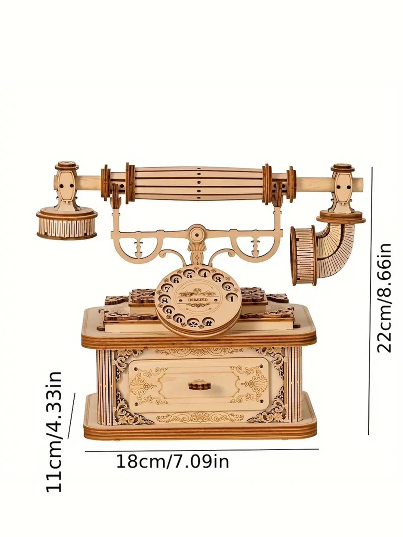 Creative Retro Telephone 3D Wooden Puzzle for Adults Tabletop Decoration and Gift for Christmas/Birthday 5