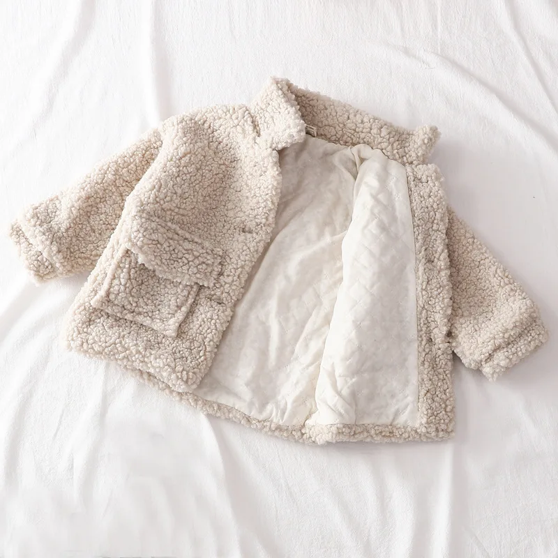 Fashion Baby Girls Boy Winter Warm Jacket Villus Thick Lamb Wool Infant Toddler Kids Sheep Like Coat Baby Outerwear Cotton 1-7Y baby jacket