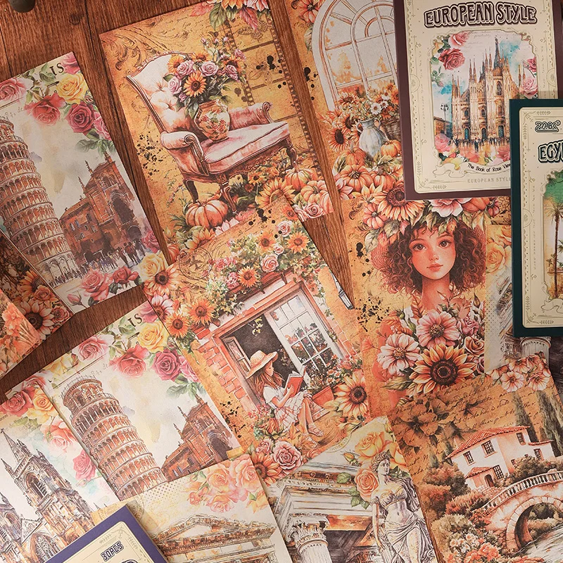 Mr. Paper World 경치 좋은 장소 재료 종이 스티커 30 매/팩 풍경 고품질 스티커 재료 팩 홈 인테리어