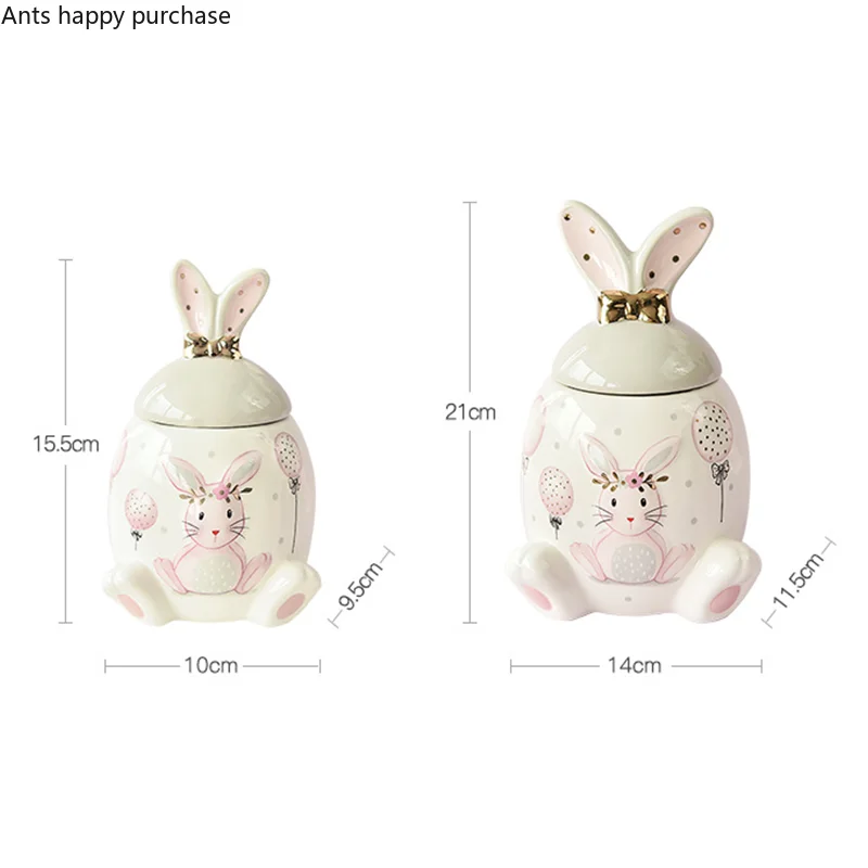 Rabbit Ceramic Jar High Capacity Storage Jar Storage Tank Kitchen Organizer Food Container Decorative Jars Tea Box Tea Caddy Ceramic Storage Jar