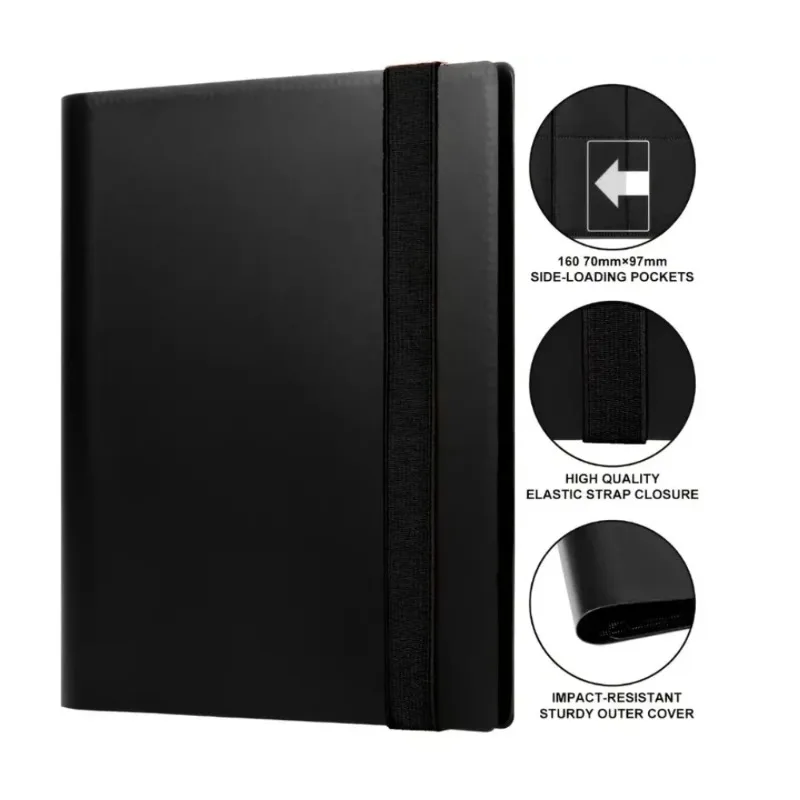 Card Binder 4 Pocket Trading Card Album Display 160 Side Loading Pocket Holder for TCG Yugioh MTG Game Book