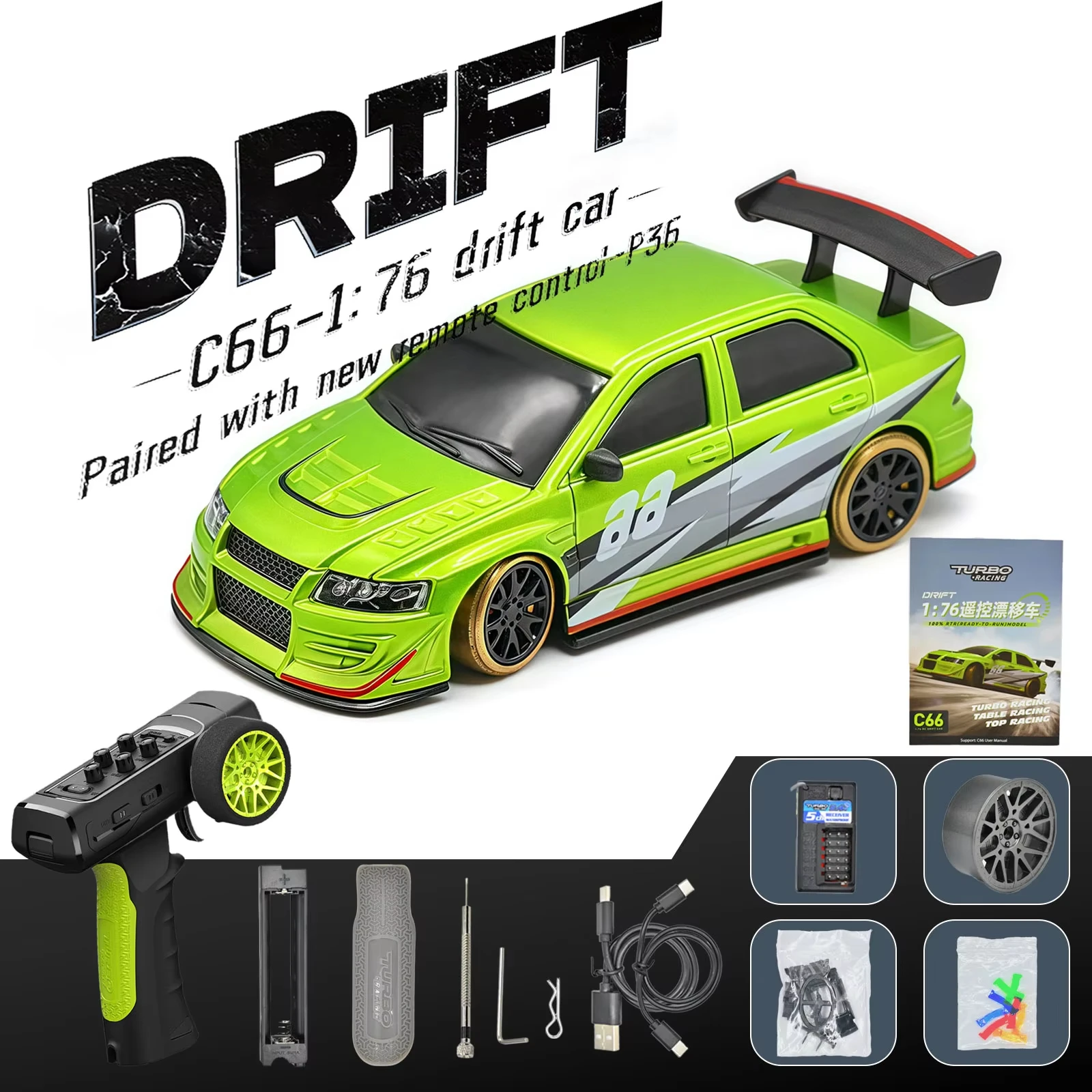 Turbo Racing 1:76 RC Drift Car ＋ドローンセット Amazon.com: FLYCOLOR Turbo Racing 1:76 Scale Drift RC Car with