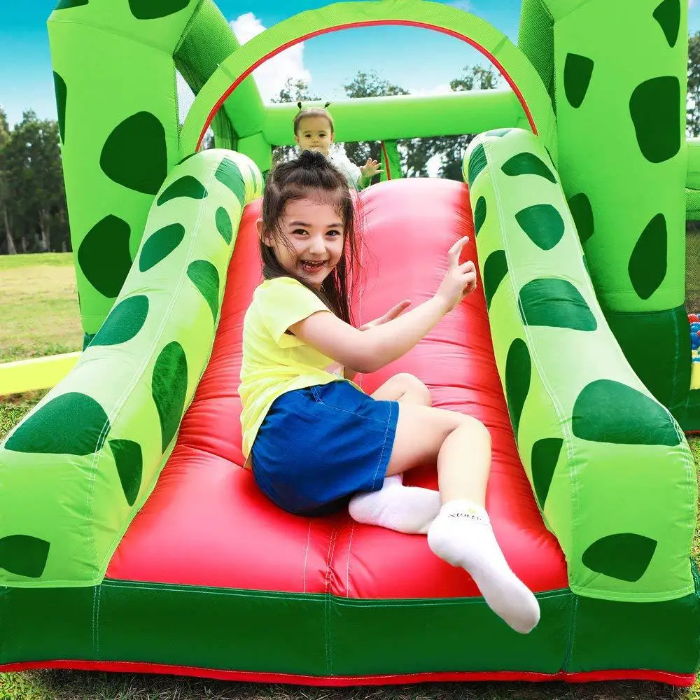 

Inflatable Castle Bounce House Kids Slide Jumping Playhouse Frog Bouncer Slide swimming pool with Ball Pit and Slide for kids