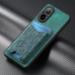 Luxury Leather Card Back Cover Case - Premium Design for Realme 12 5G (Green)