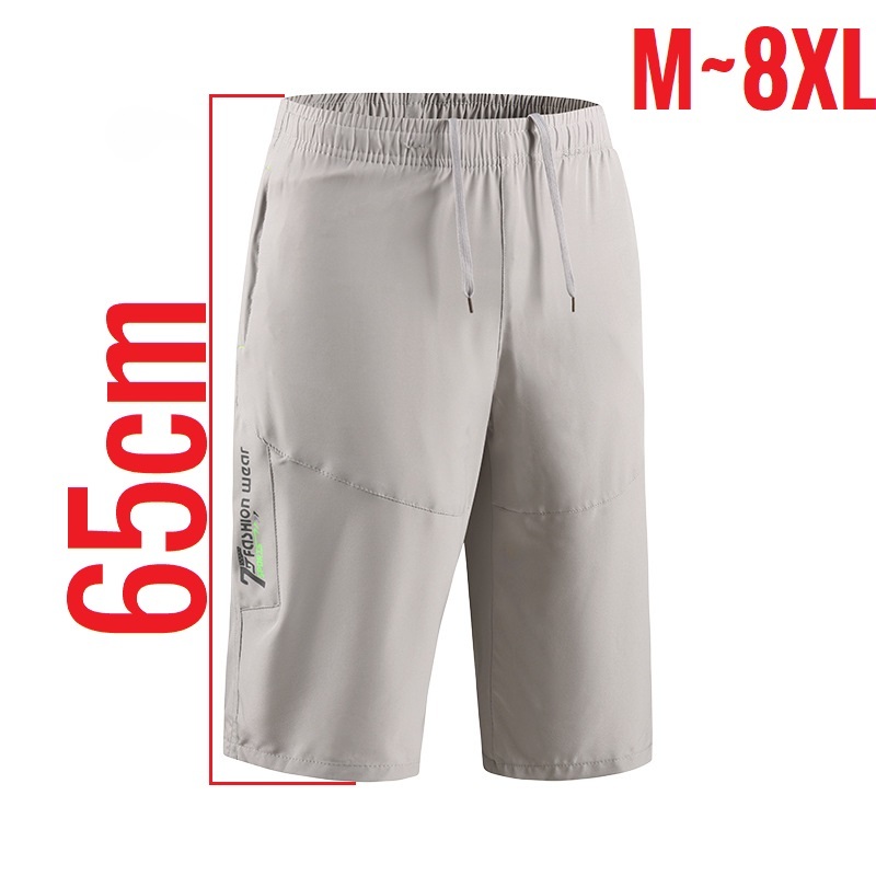 Calf Length Long Men's Shorts Summer Beach Elastic Bermuda Male Lightweight Stretch Big Size Plus Large 8XL Zip Pocket Capri 7XL