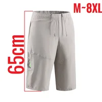 Calf Length Long Men's Shorts Summer Beach Elastic Bermuda Male Lightweight Stretch Big Size Plus Large 8XL Zip Pocket Capri 7XL 1