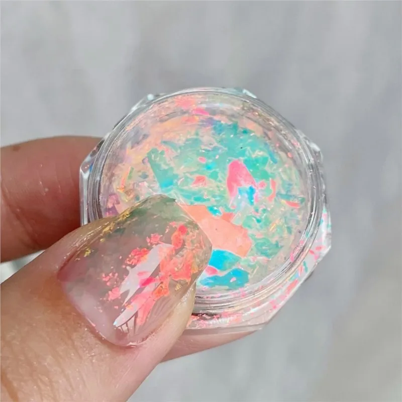1 Scatola Ultra-Sottile Opale Di Fuoco Fiocchi Polvere Per Unghie Aurora Chameleon Glitter Olografico Manicure Paillettes Di Velluto Paillettes Cromat