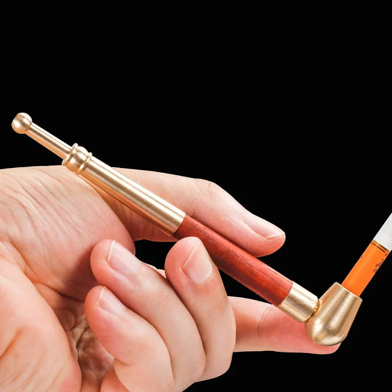 

Retro Dual-Purpose Cigarette Holder Old-Fashioned Redwood Smoking Rod Removable to Clean Tar Filtration Tobacco Pipe Men Gift