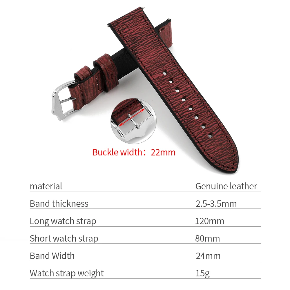 Handmade Vintage Multi-Color Watch Strap - 24mm Premium Leather Band