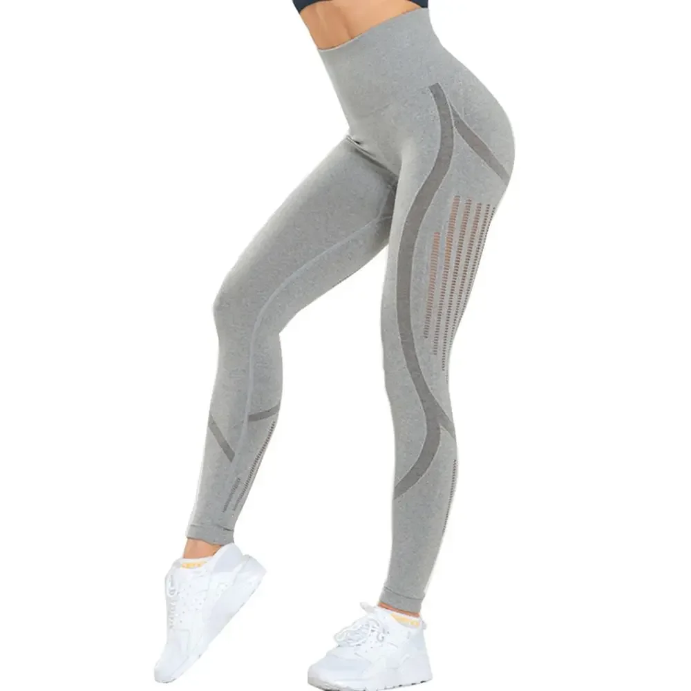 Peach Hip Yoga Fitness Pants Hollow Breathable Mesh No Trace Tight