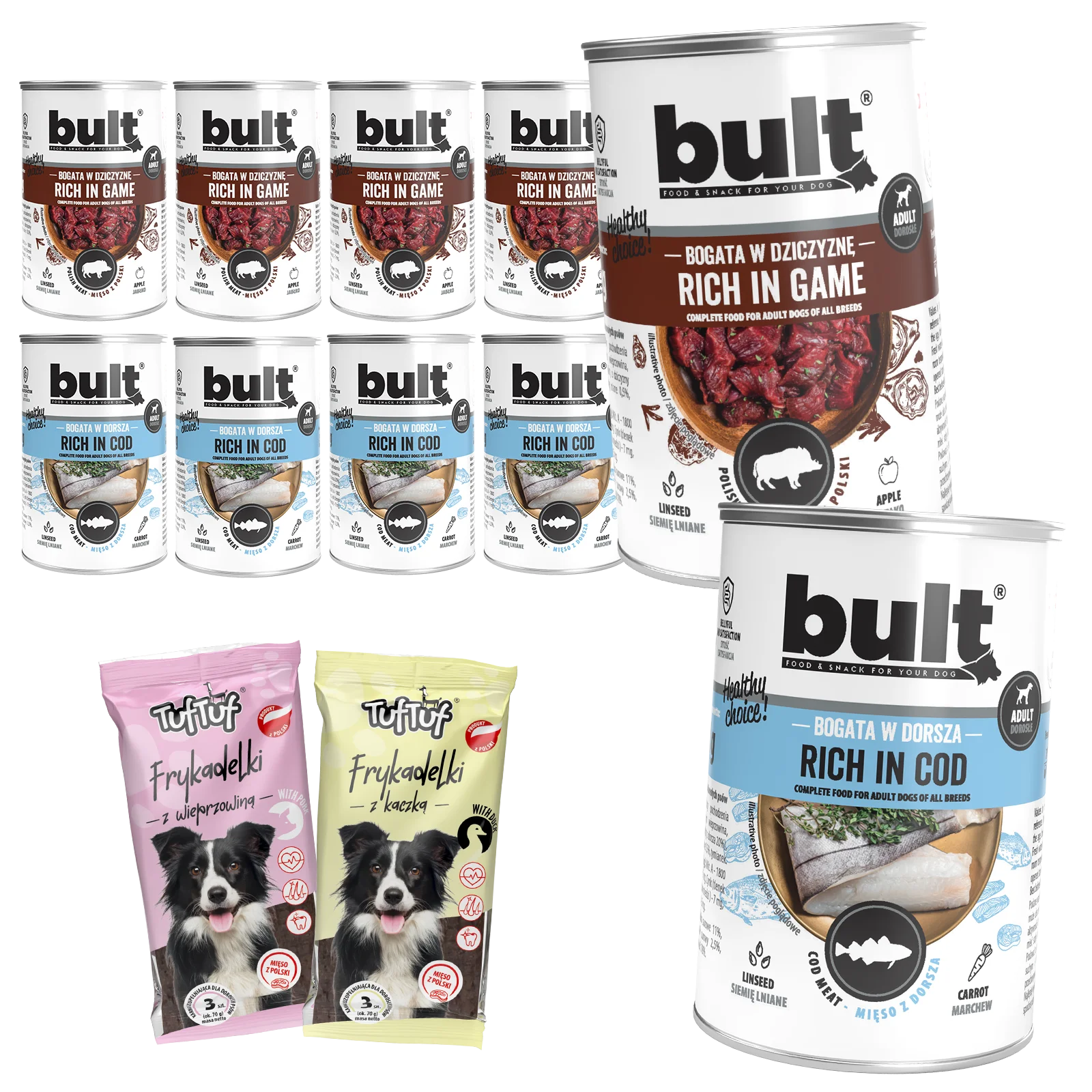 Mokra karma dla psa BULT dorsz i dziczyzna, zestaw 10x400g + GRATIS z Polski za $11.01 / ~40zł