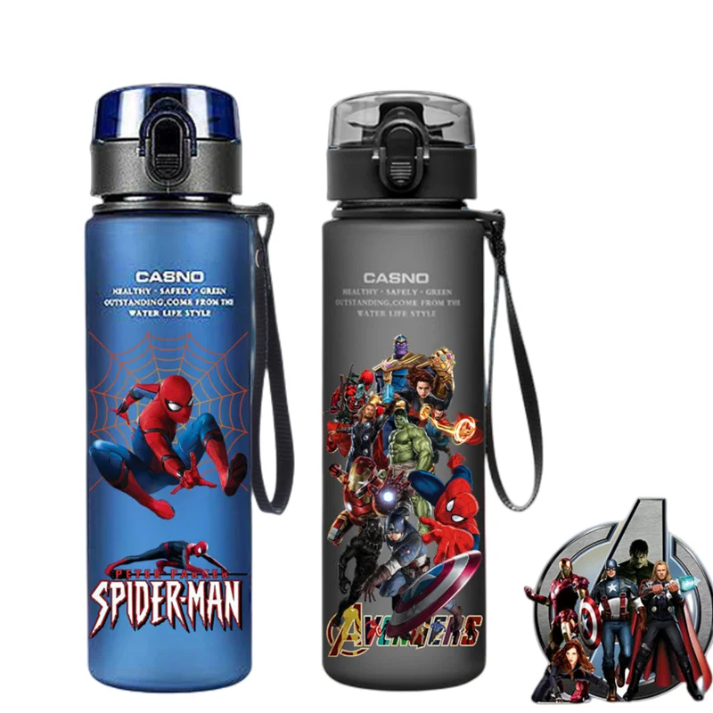 Spiderman Hulk Anime Bottiglia D'Acqua Iron Man Captain America Boys Cartoon Plastic Drinking Cups Bambini Adult Water Glass 560Ml