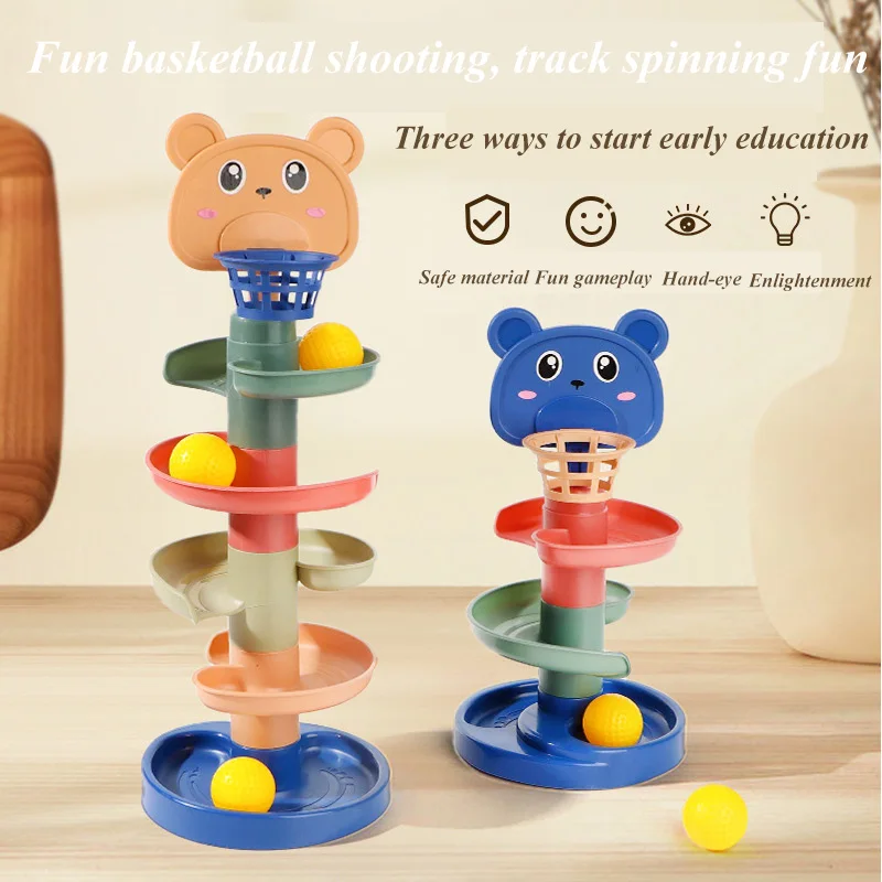 كرة منزلق تعليمية ممتعة للأطفال، كرة دوارة للأطفال، كرة دوارة للتعليم المبكر، برج لعبة الدوران