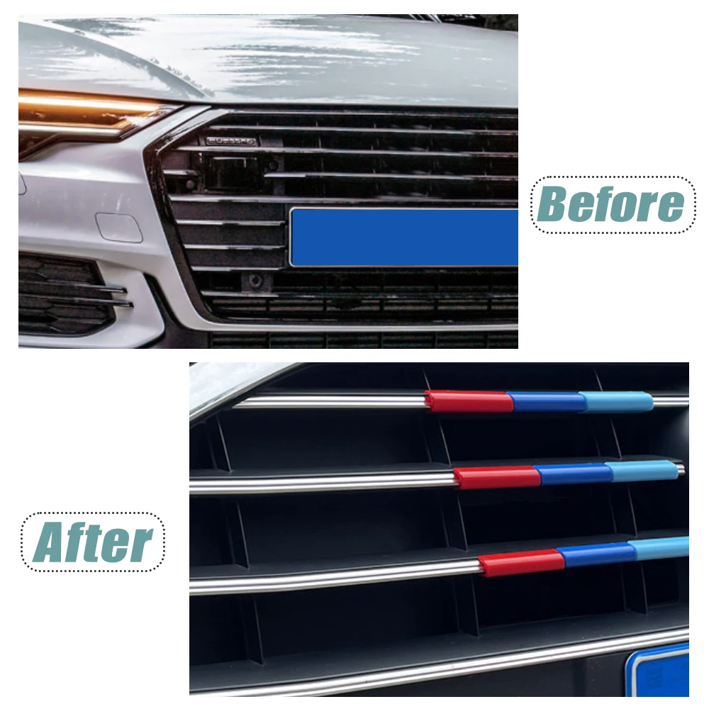 Three-Color Exterior Racing Grille Trim Strips for Car Front Grille Decoration