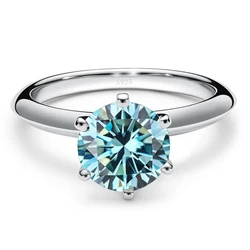 Elegant Certified Moissanite Solitaire Ring for Women - Exquisite Engagement, Promise, and Wedding Jewelry (Blue)